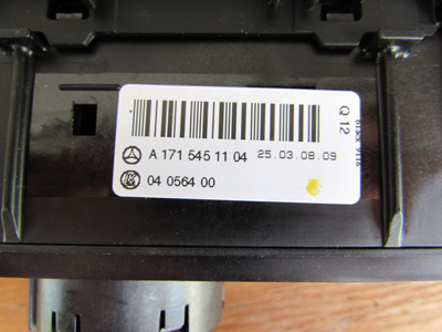 Mercedes R171 Headlight Switch Controls A1715451104 SLK280 SLK300 SLK350 SLK555